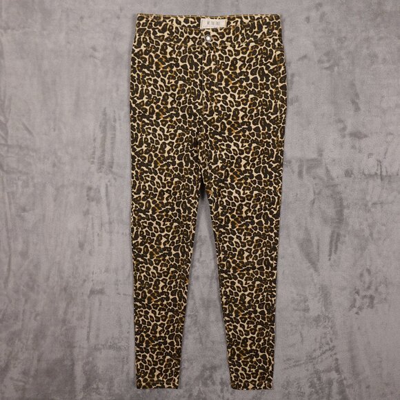 Free People pants high rise skinny crop women's 25 cheetah print - Picture 1 of 13